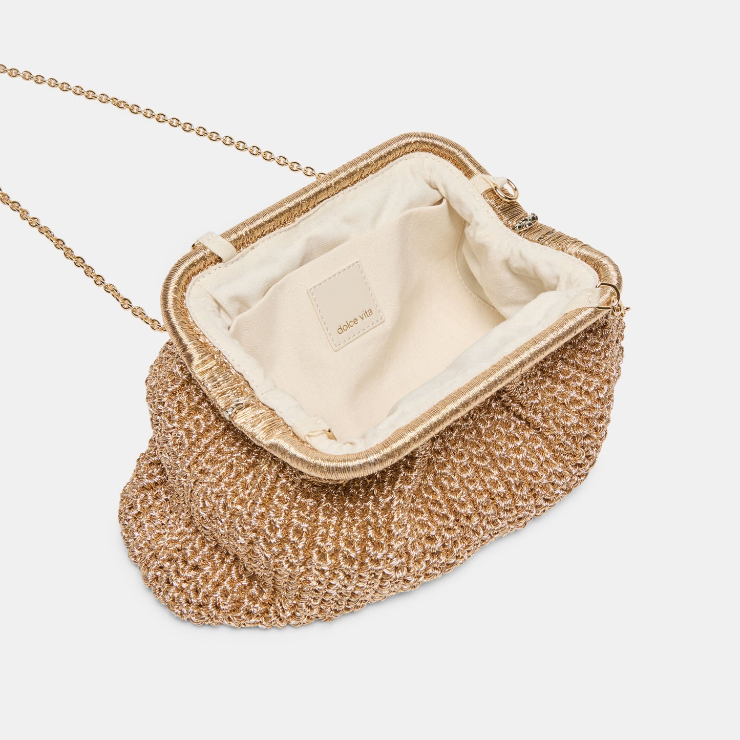 Ione Gold Crochet Clutch