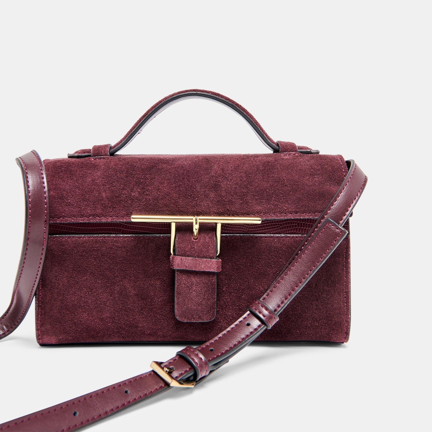 Zannone Burgundy Suede Crossbody