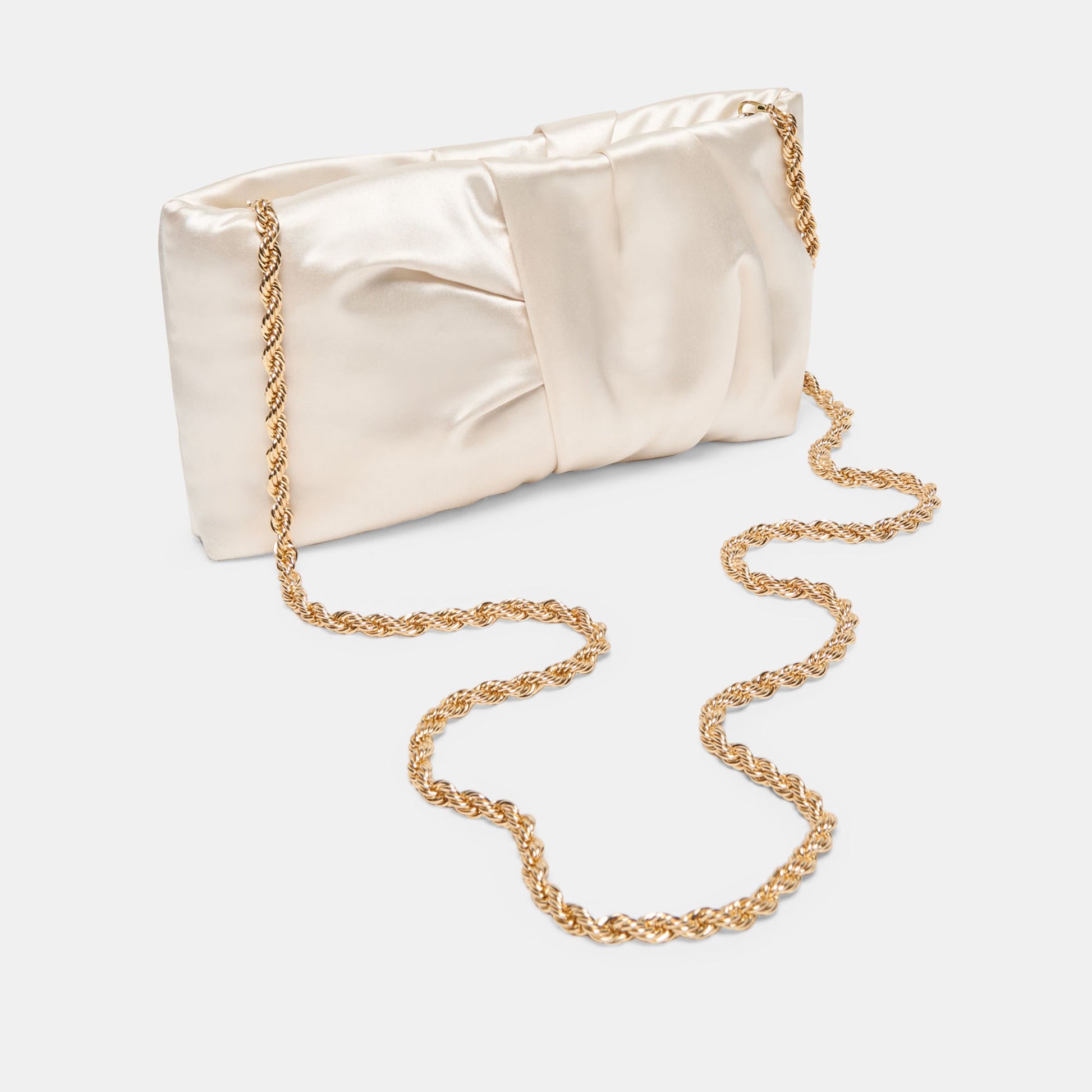 Rozey White Satin Clutch