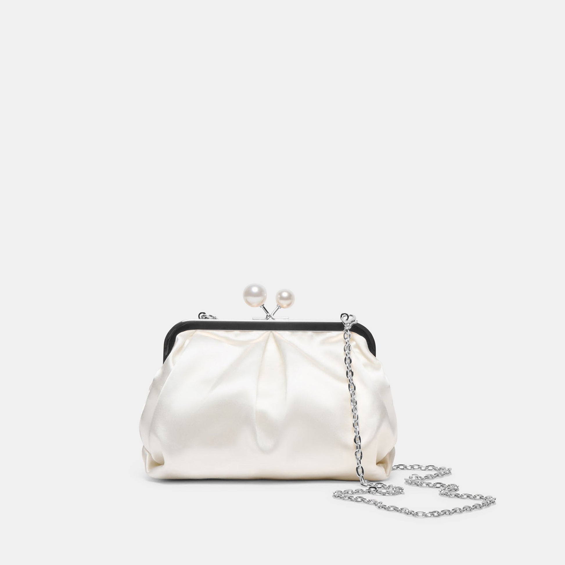 Kendall White Satin Clutch