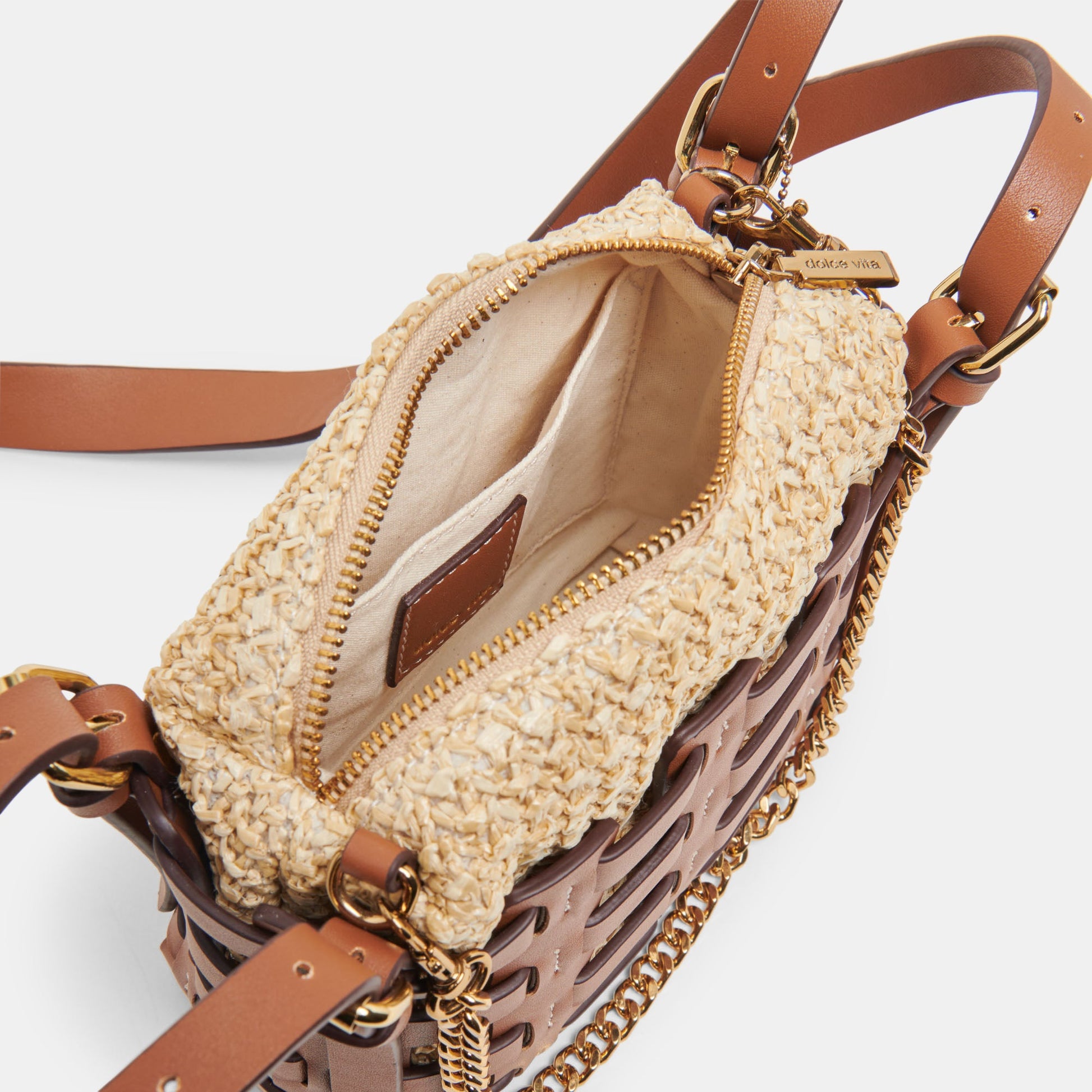CASSIS CROSSBODY SADDLE NATURAL RAFFIA
 – Dolce Vita