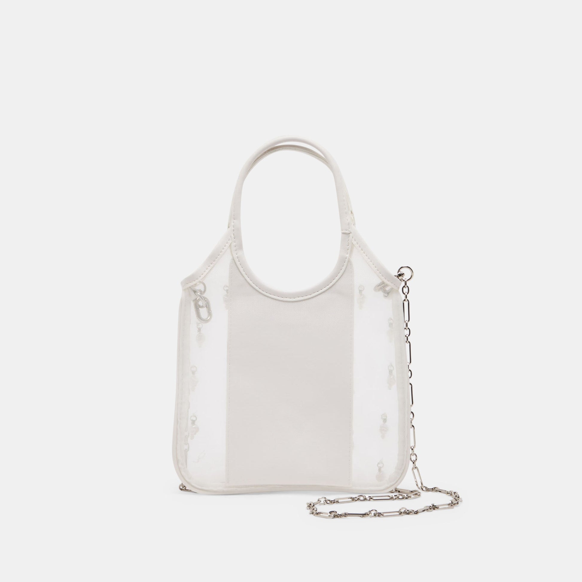 SYLVENE PEARL White Mesh Removable Crossbody Handbag