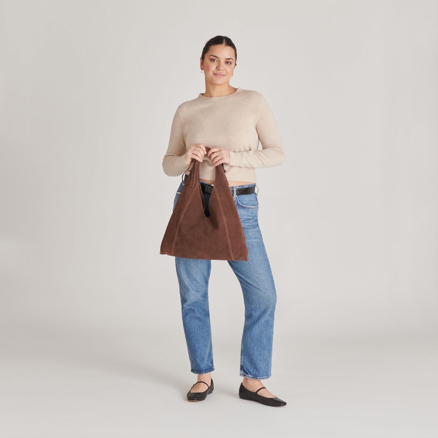 Marie Chocolate Suede Tote