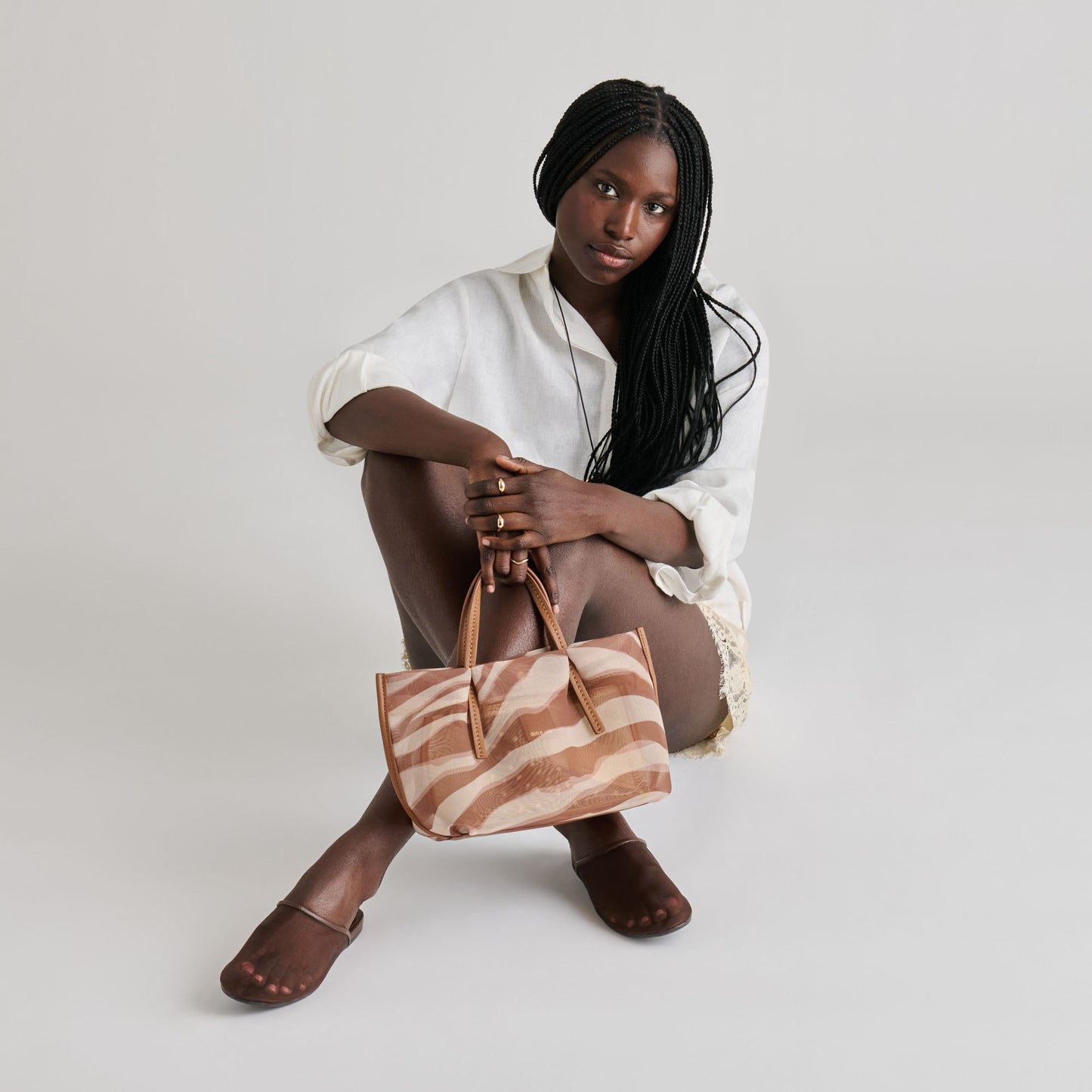 Selene Zebra Mesh Handbag