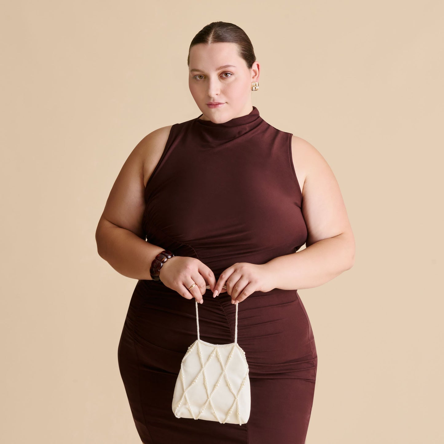 Serilda Ivory Satin Handbag