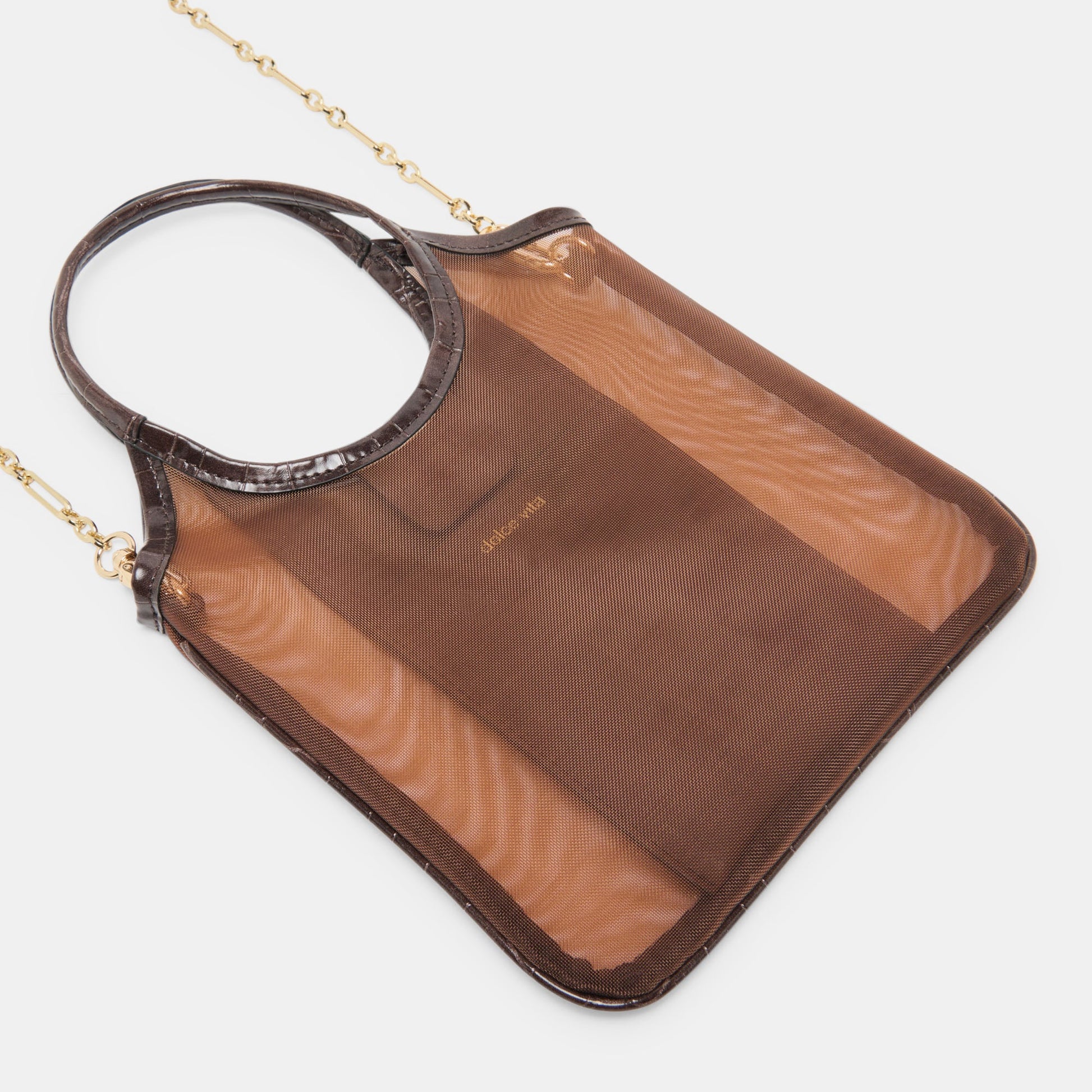 SYLVENE Chocolate Mesh Removable Crossbody Handbag