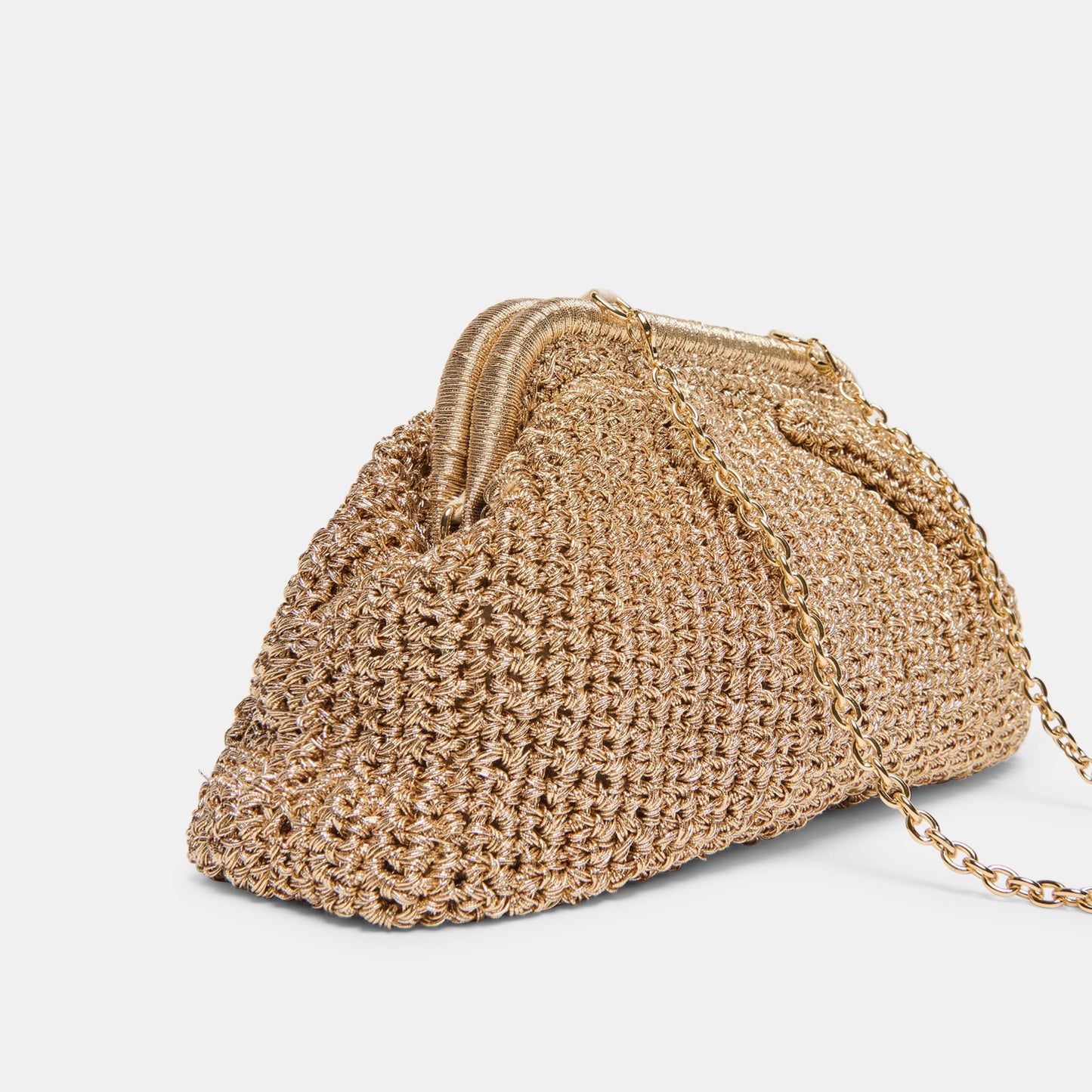 Ione Gold Crochet Clutch