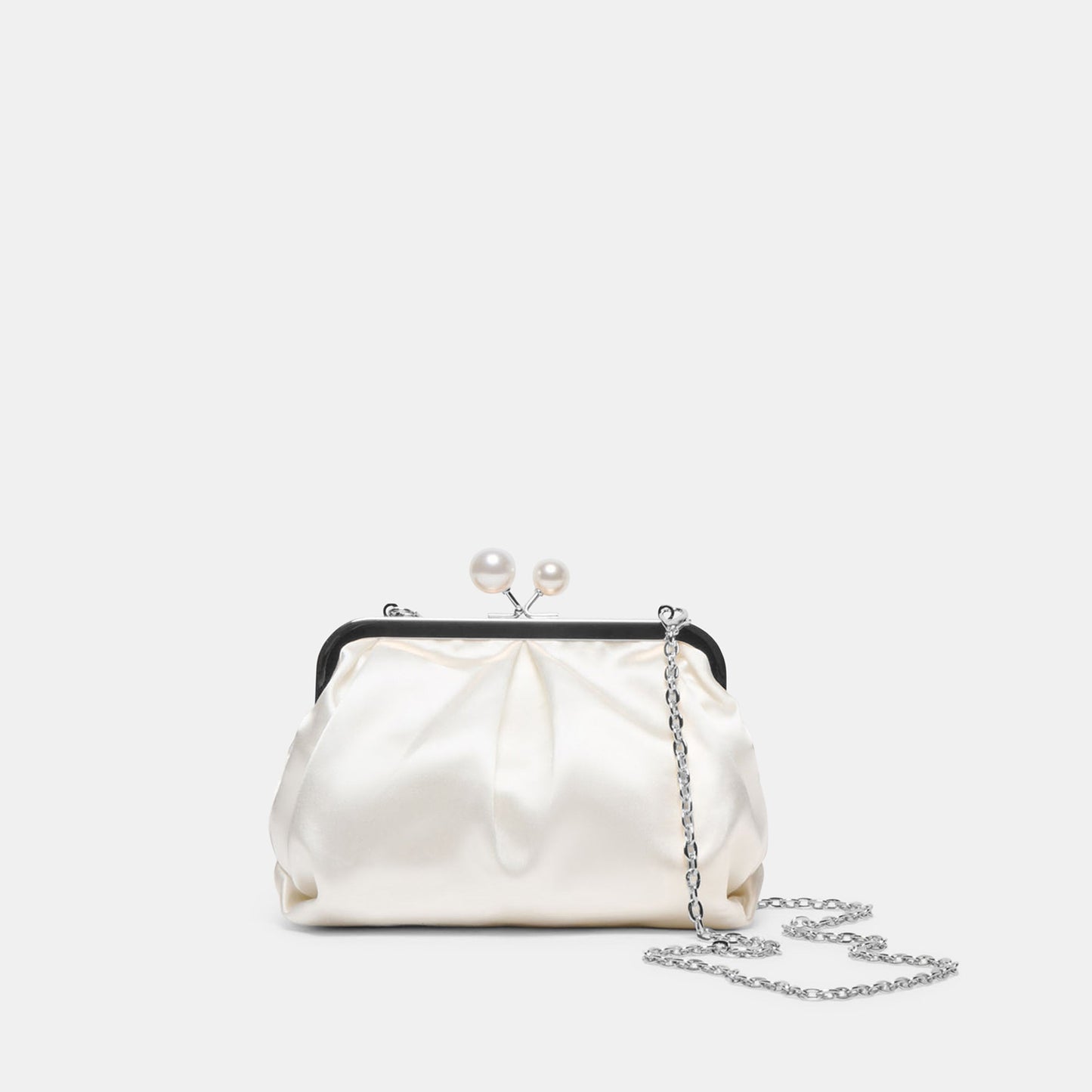 Kendall White Satin Clutch