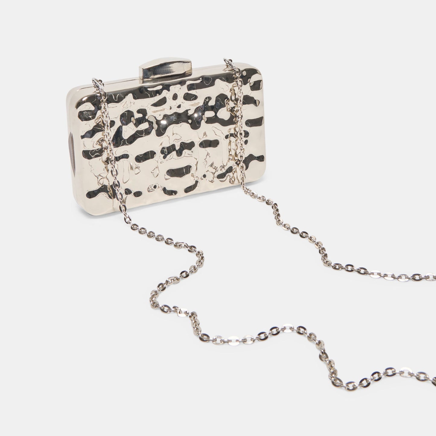 Delia Silver Metal Clutch