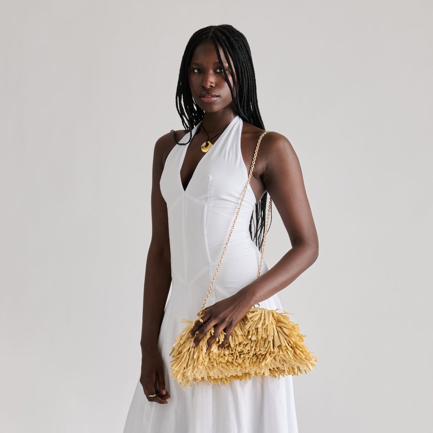 Serina Natural Raffia Clutch