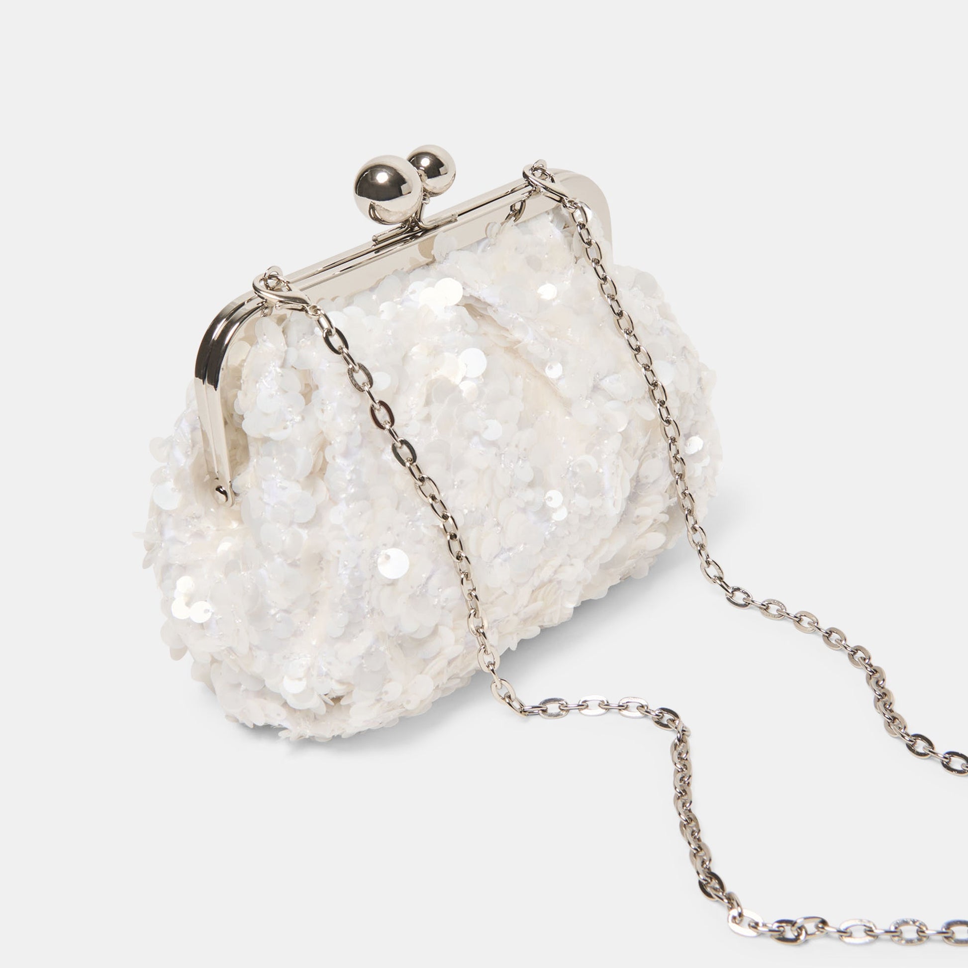 Kendall White Sequin Clutch