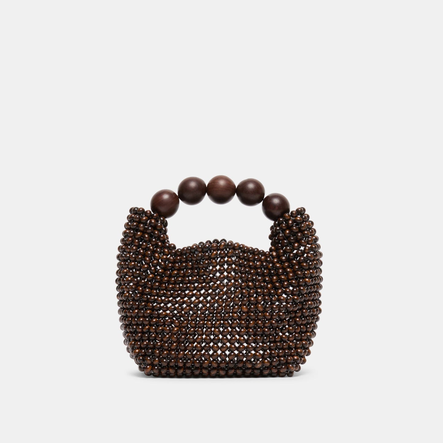 CLOVER Chocolate Wood Beaded Handbag