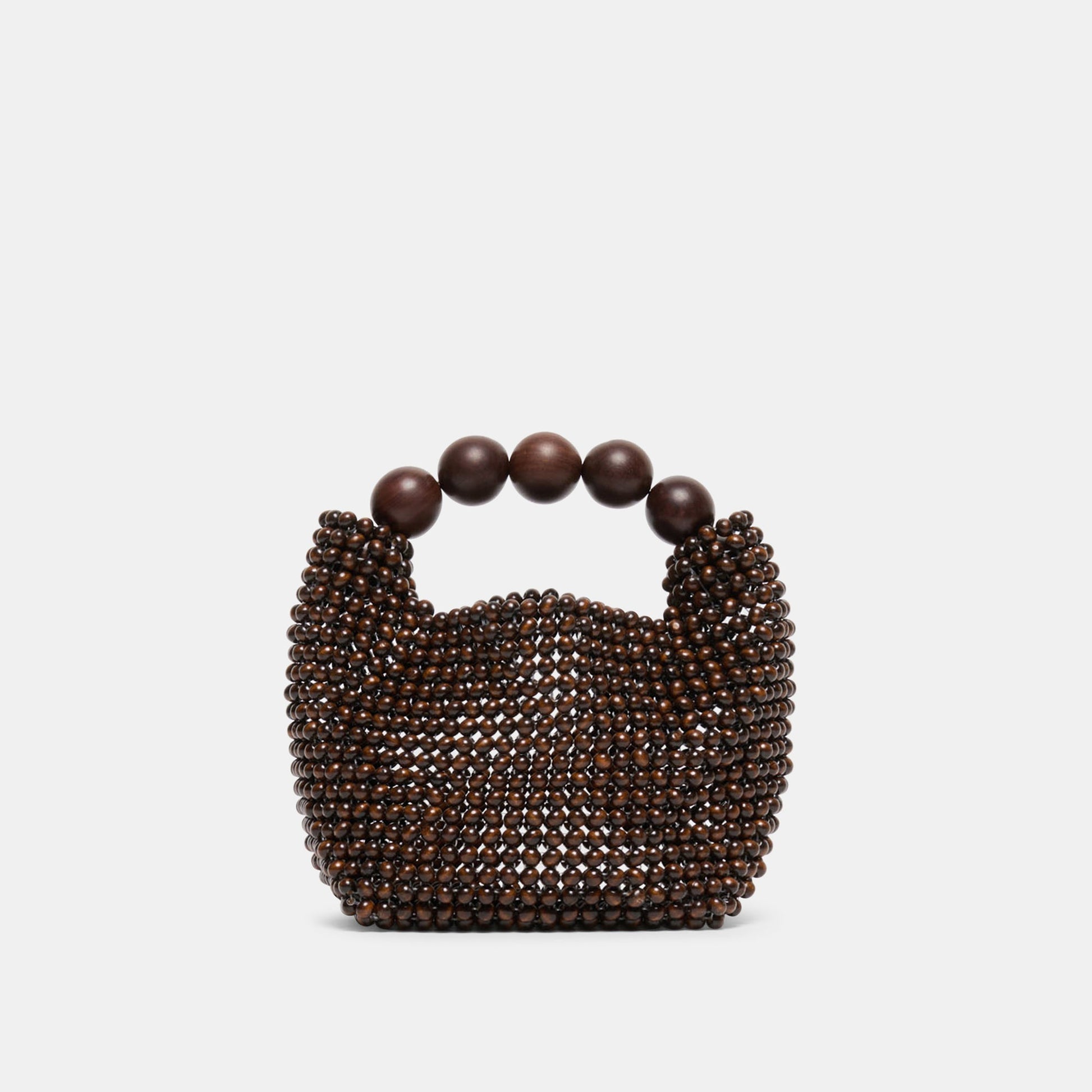CLOVER Chocolate Wood Beaded Handbag