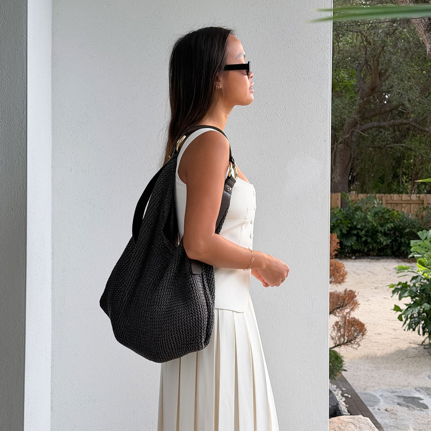 Miriel Chocolate Raffia Tote