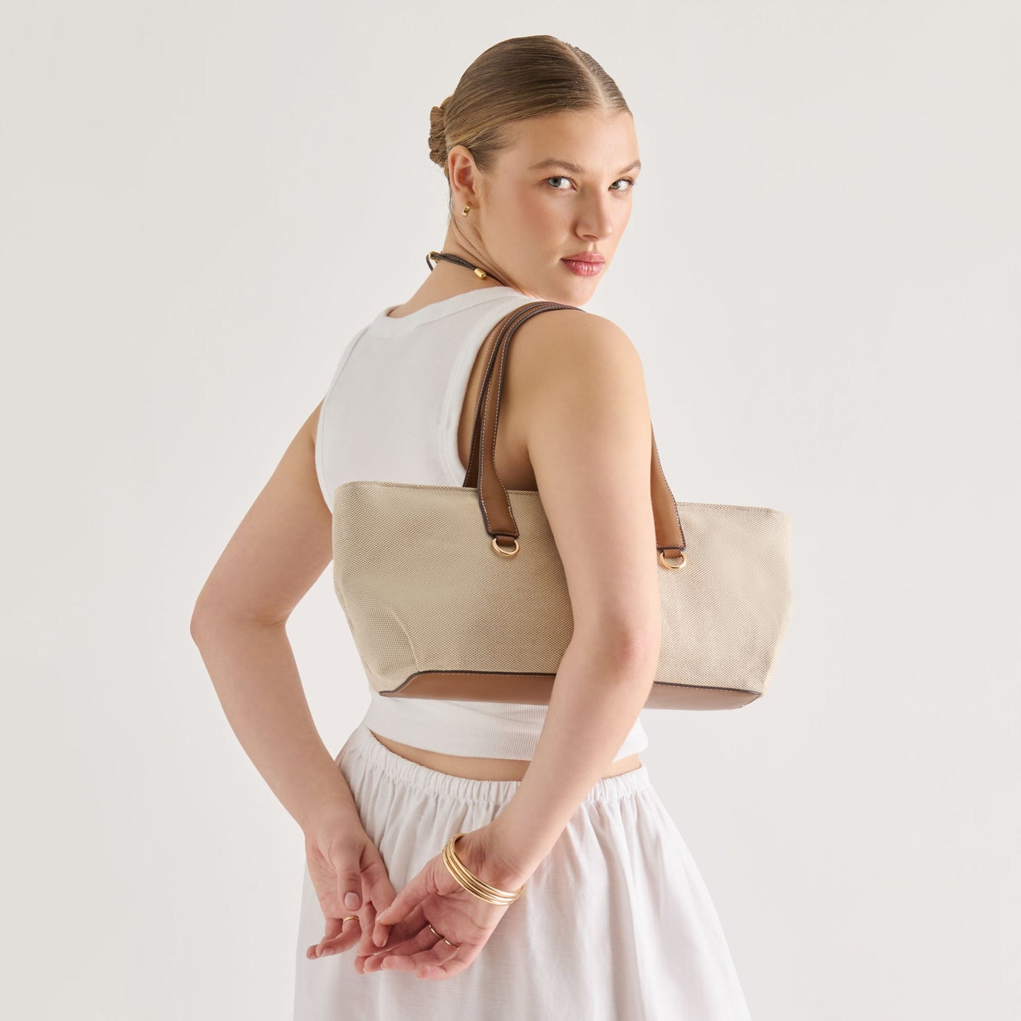 CLARINA Natural Canvas Shoulder Bag