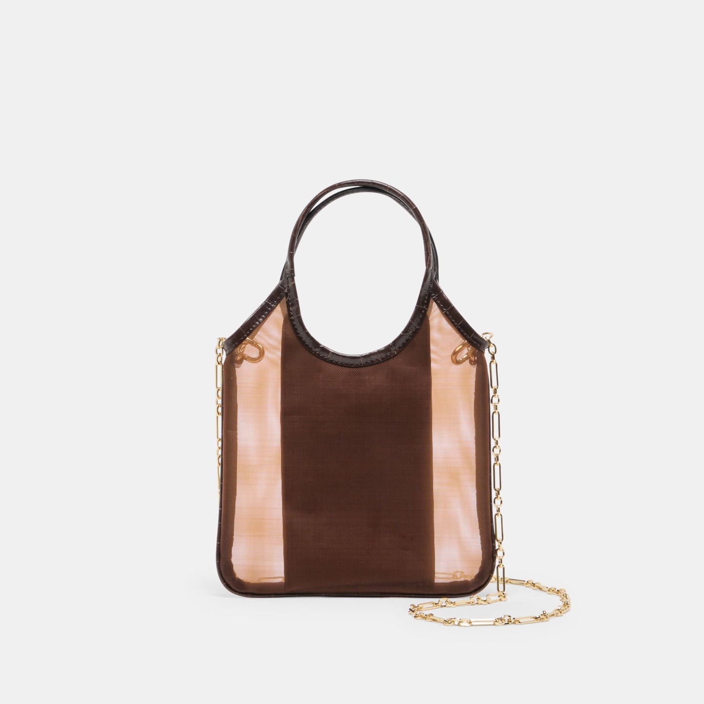 SYLVENE Chocolate Mesh Removable Crossbody Handbag