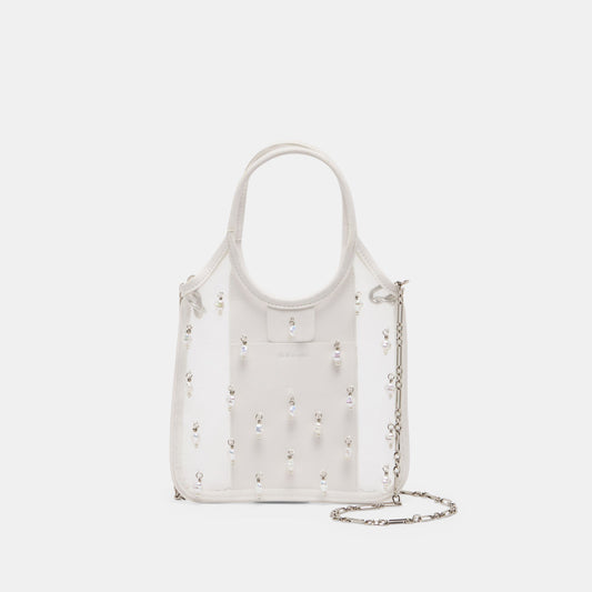 SYLVENE PEARL White Mesh Removable Crossbody Handbag