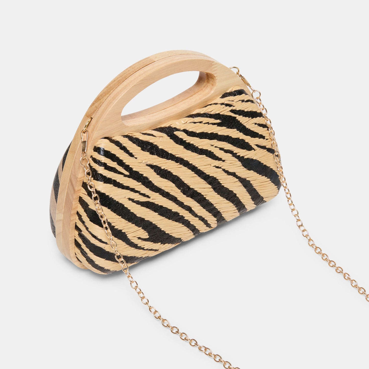 Maelie Black Natural Zebra Raffia Handbag