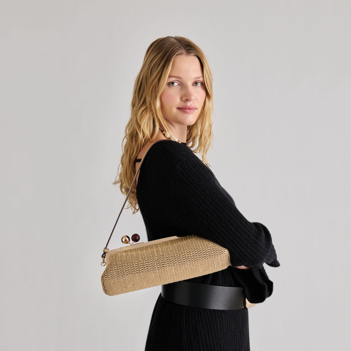 Ambriaa Natural Raffia Shoulder Bag