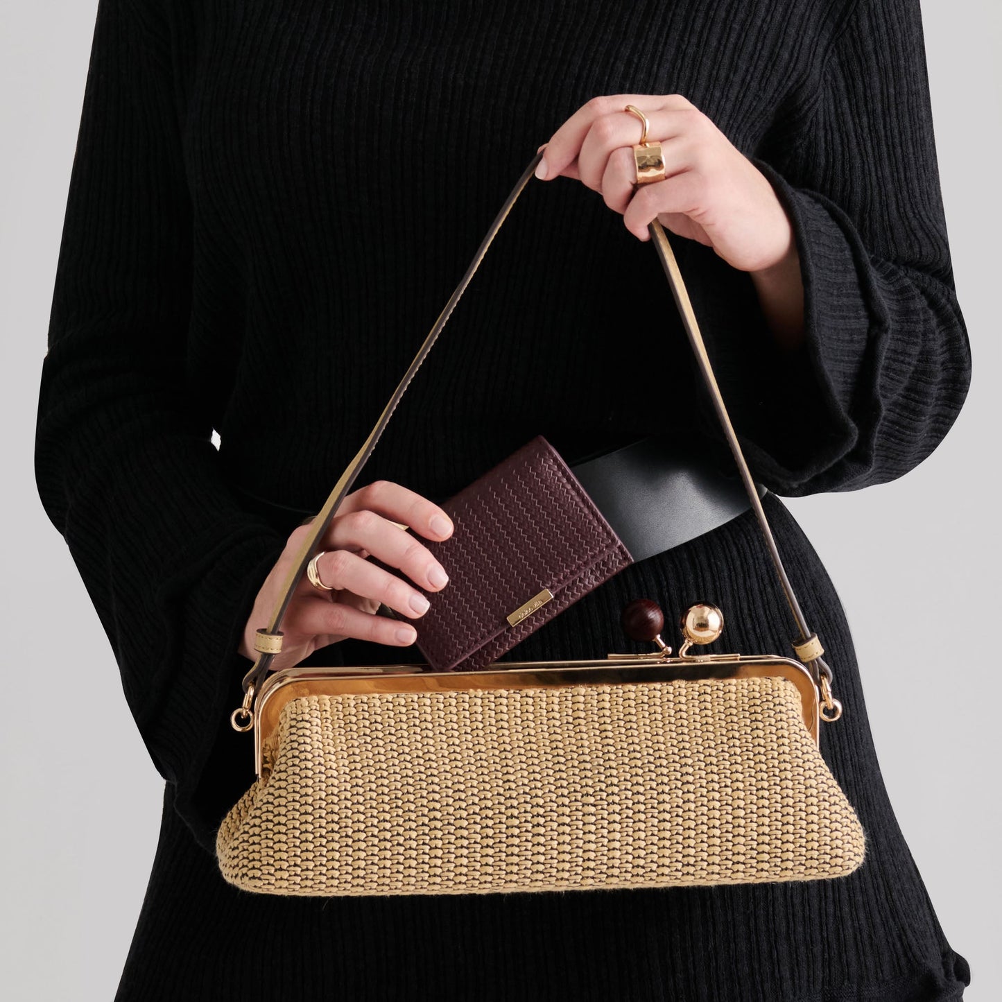 Ambriaa Natural Raffia Shoulder Bag