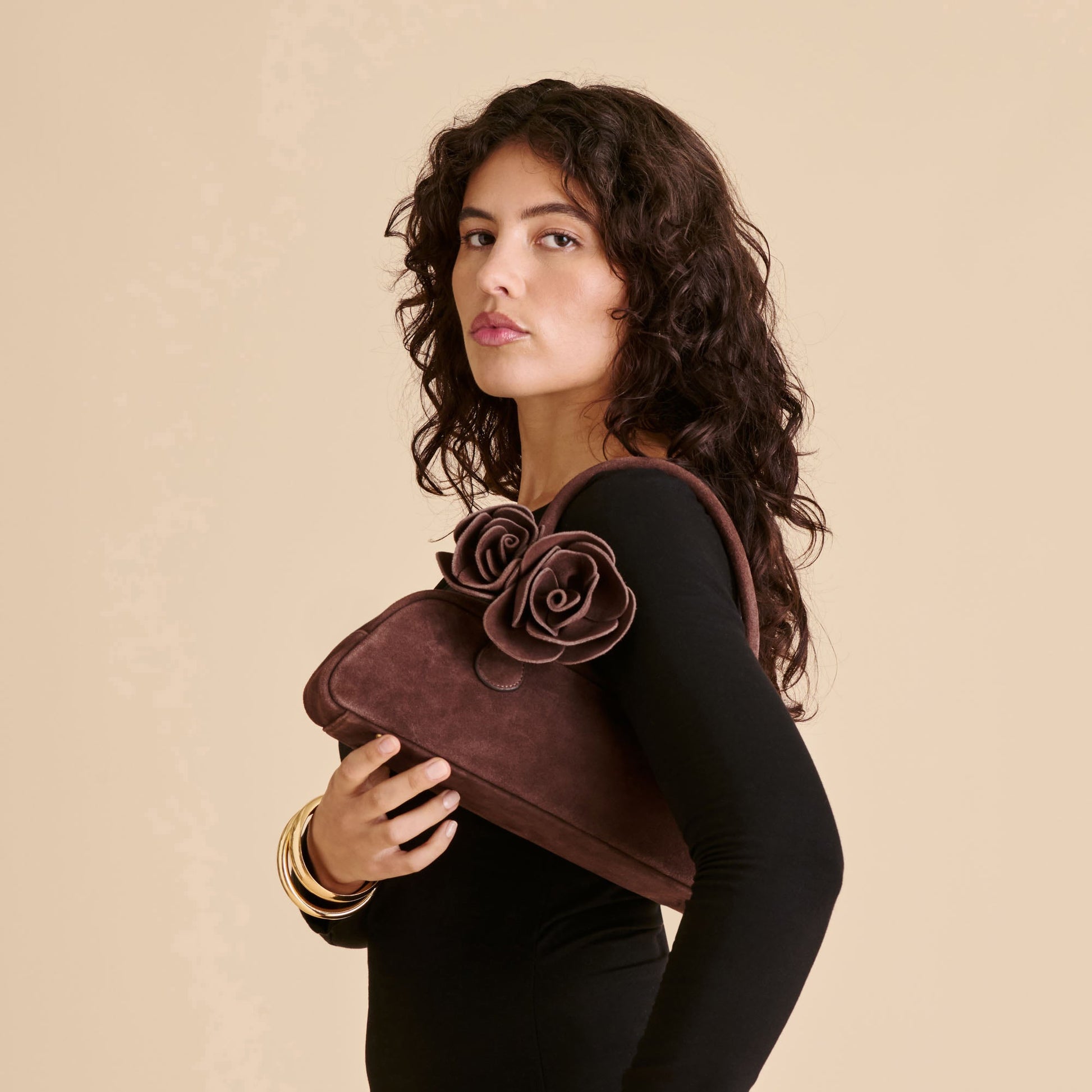Boracay Chocolate Suede Shoulder Bag
