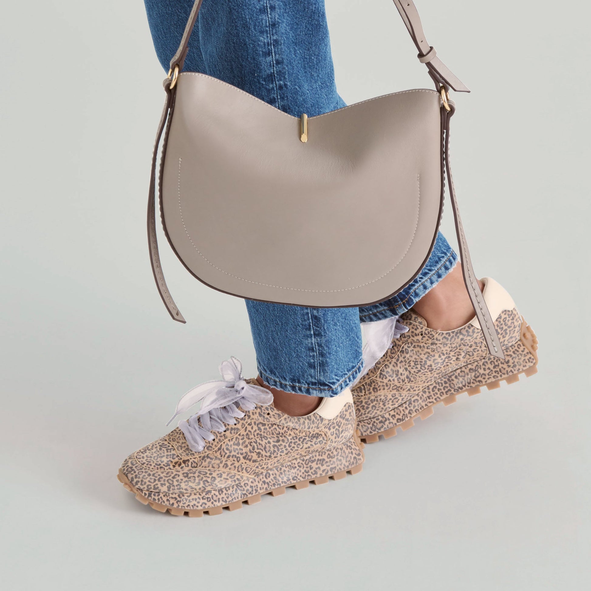 Burano Grey Leather Crossbody