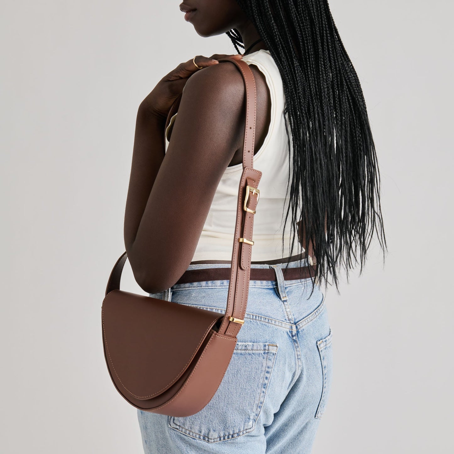 Sabine Brown Leather Shoulder Bag