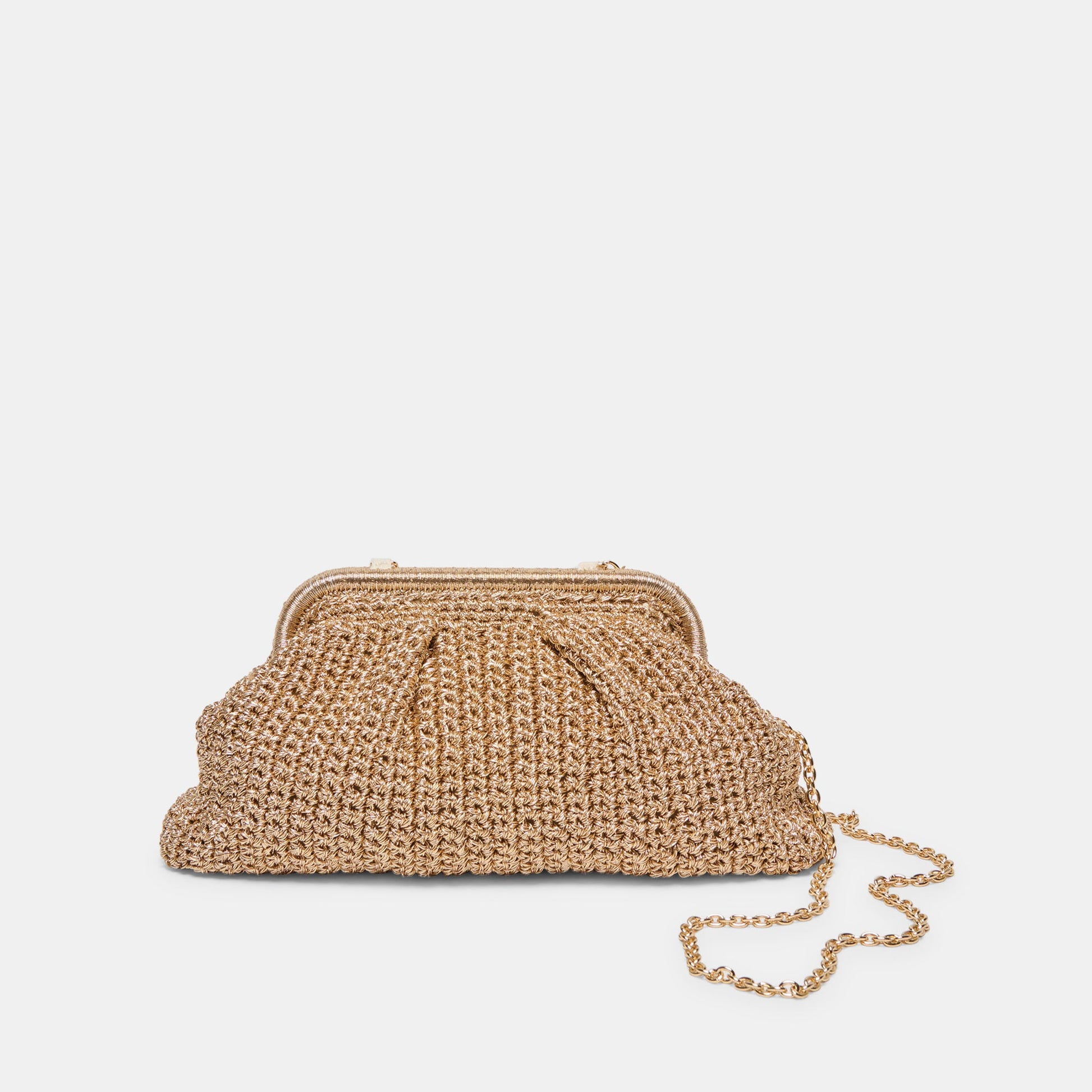 Ione Gold Crochet Clutch