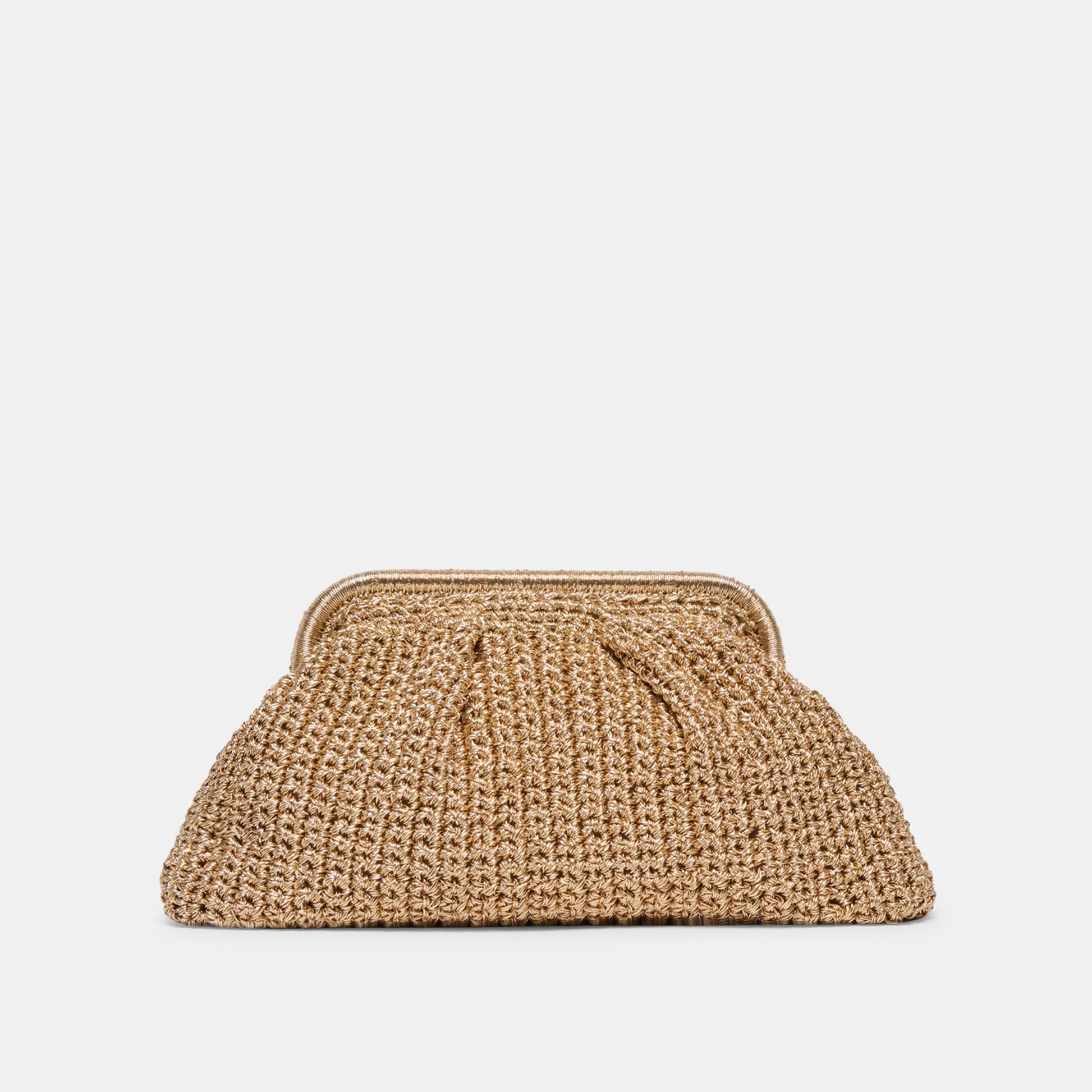 Ione Gold Crochet Clutch