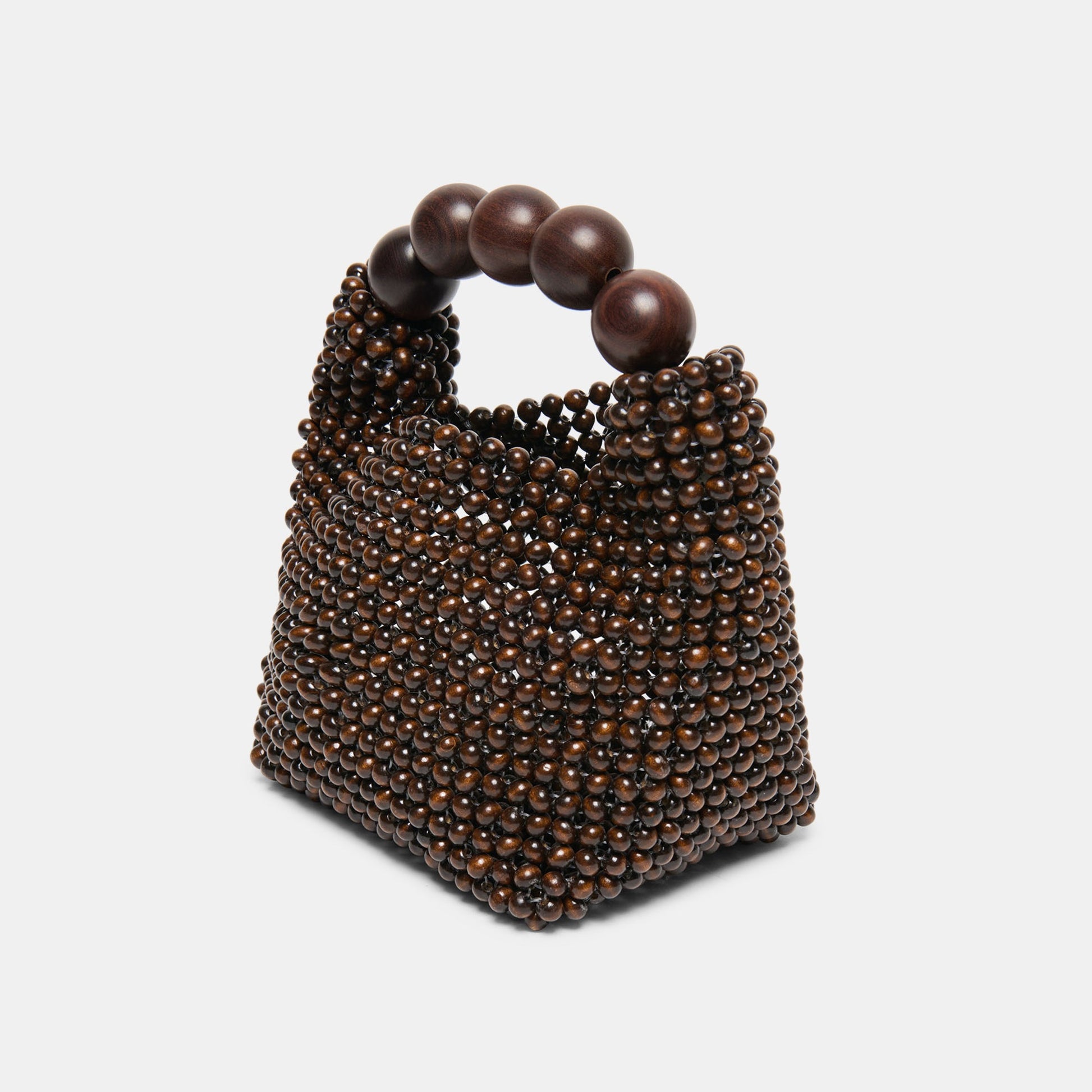 CLOVER Chocolate Wood Beaded Handbag