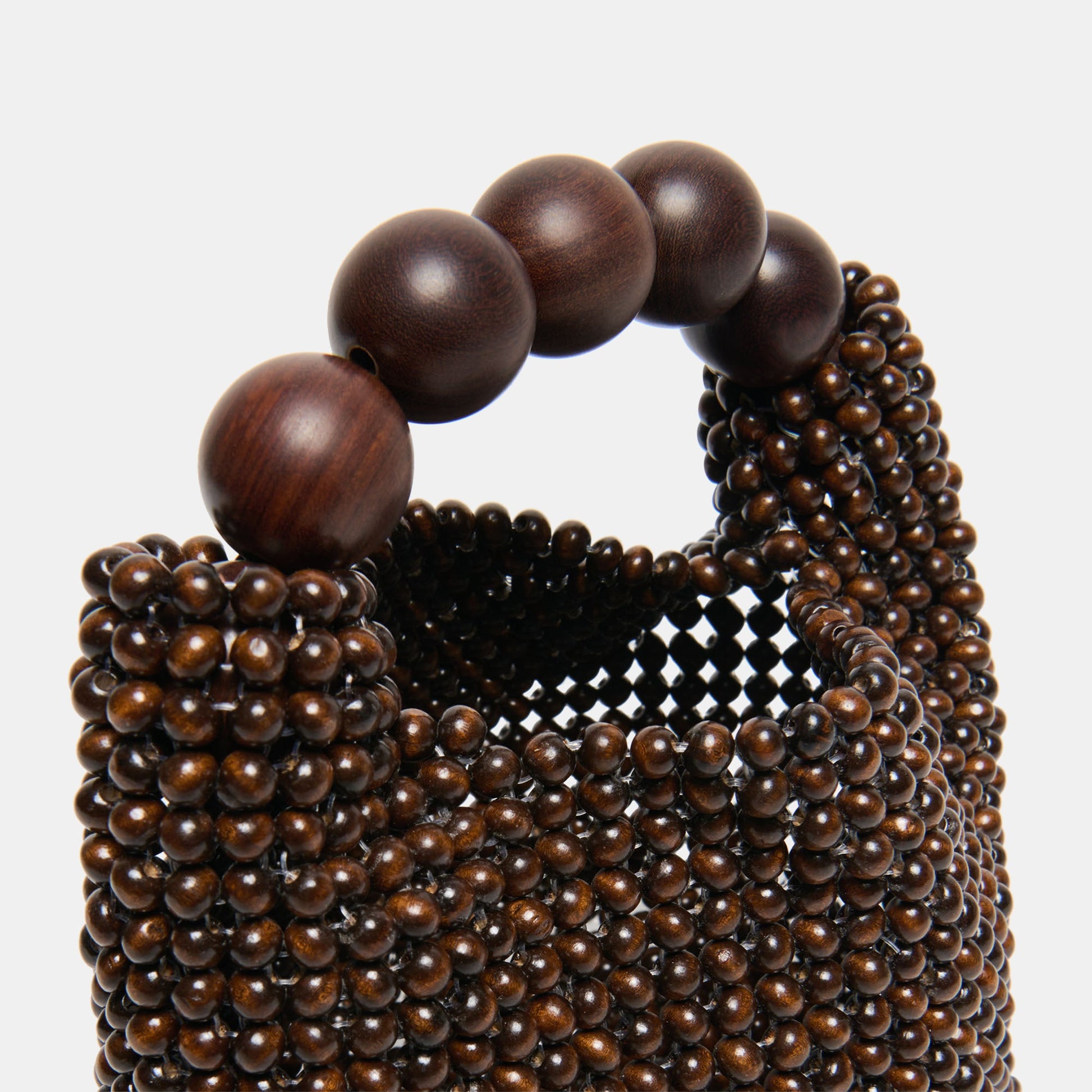 CLOVER Chocolate Wood Beaded Handbag