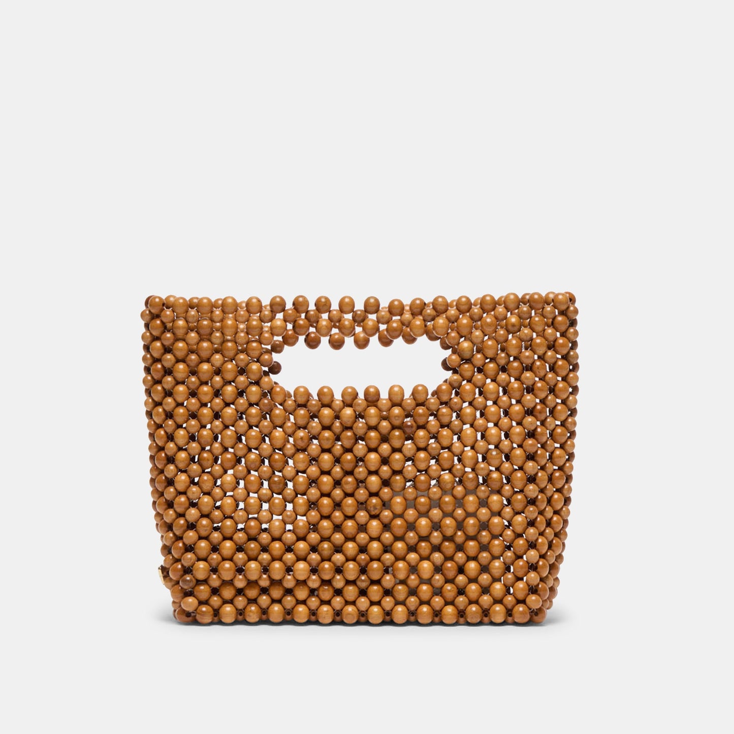 LINZY Natural Wood Top-Handle Handbag with Crossbody Strap