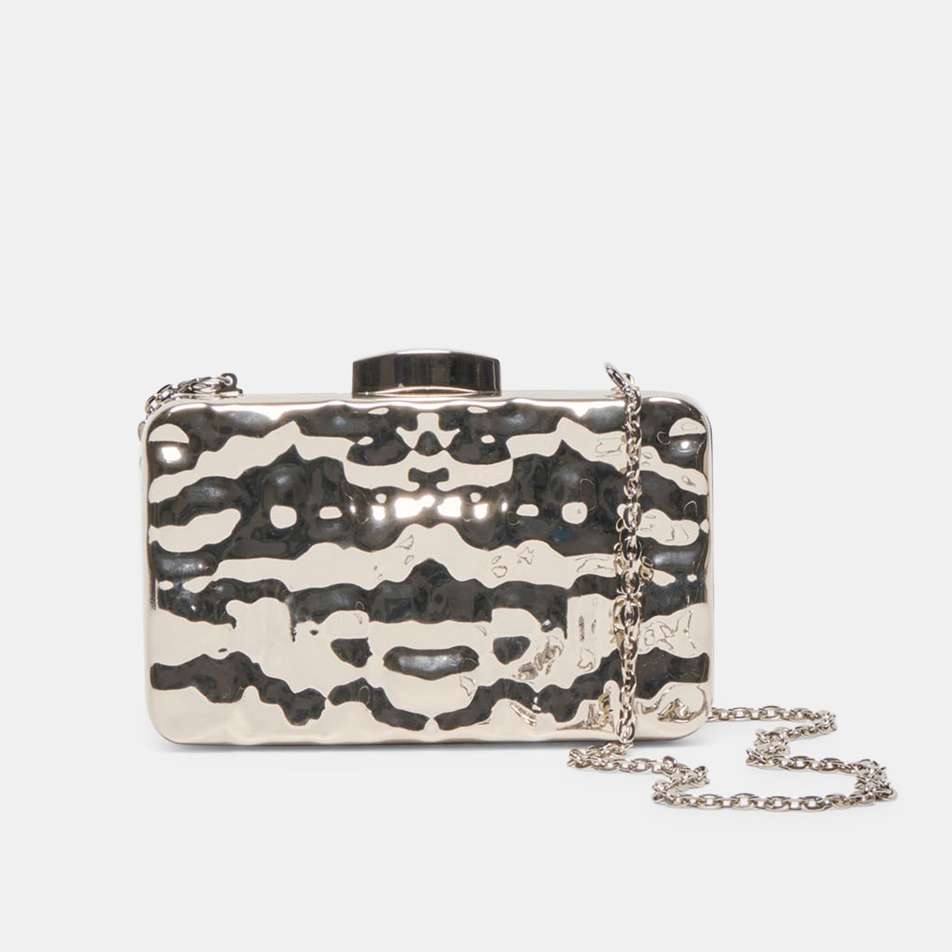 Delia Silver Metal Clutch
