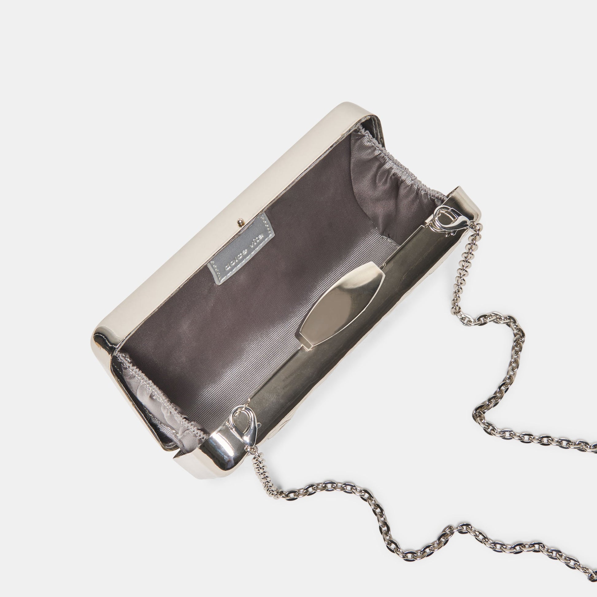 Delia Silver Metal Clutch