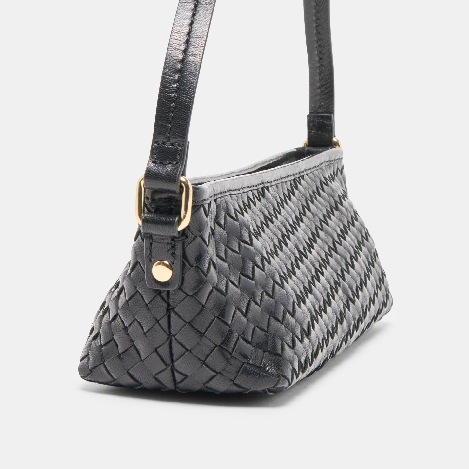 Savaii Black Woven Leather Shoulder Bag
