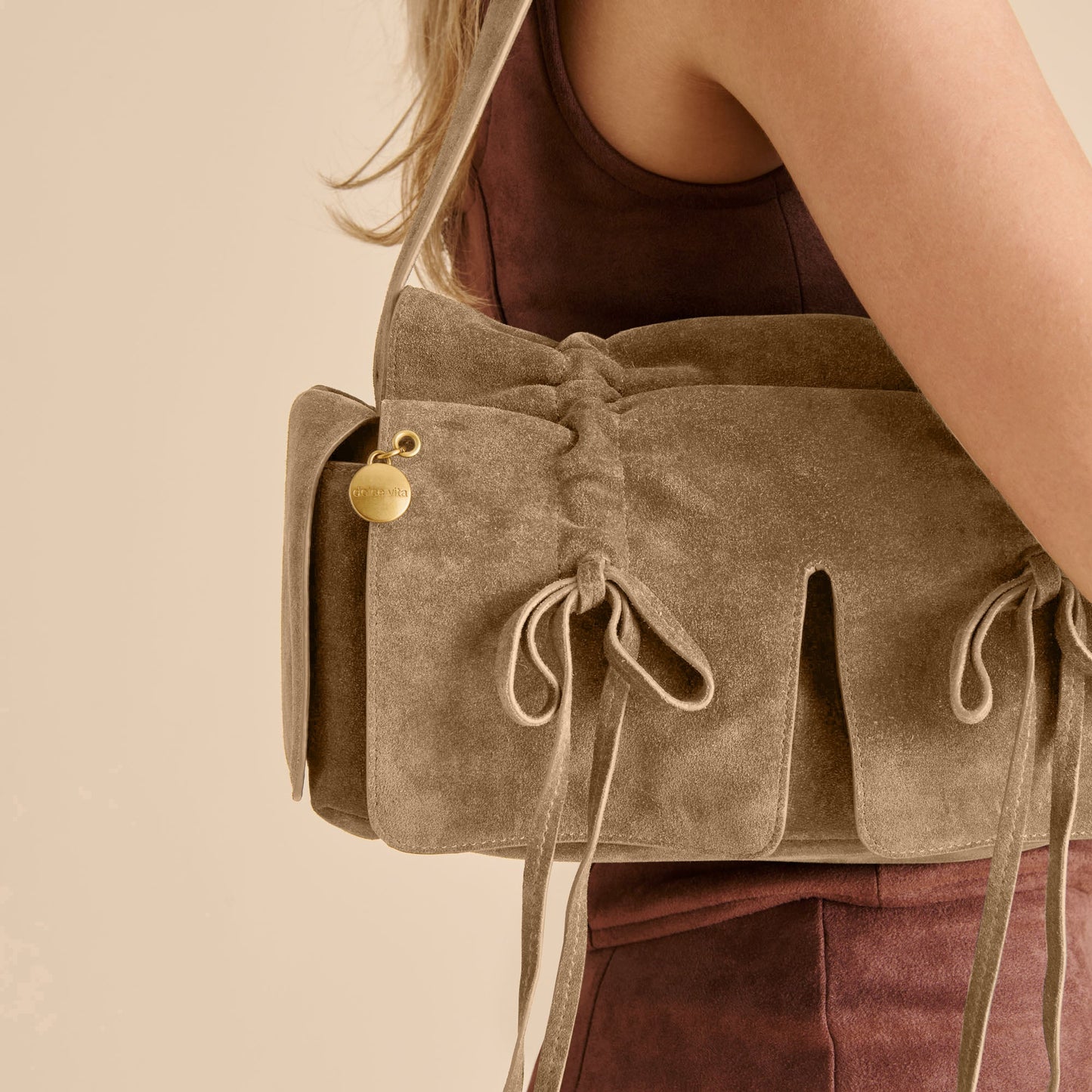 Hudson Olive Suede Shoulder Bag