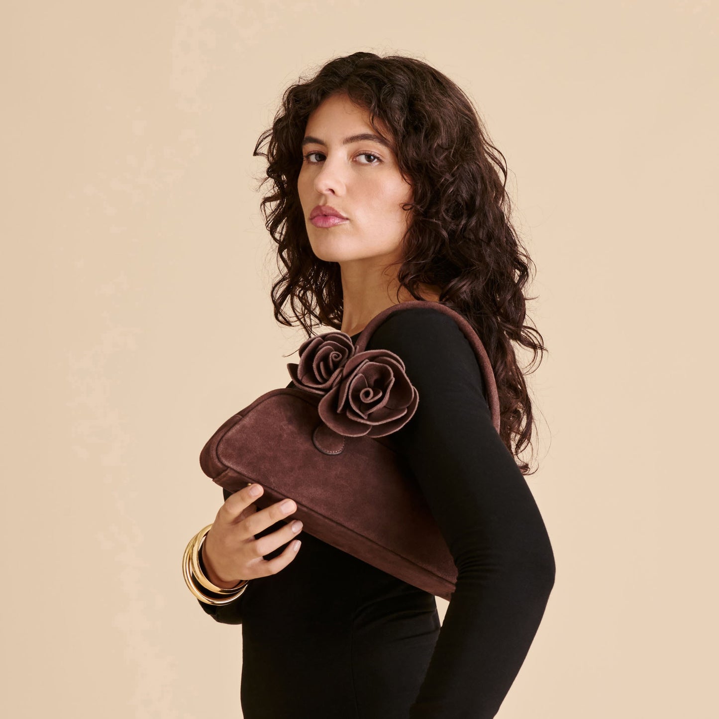 Boracay Chocolate Suede Shoulder Bag