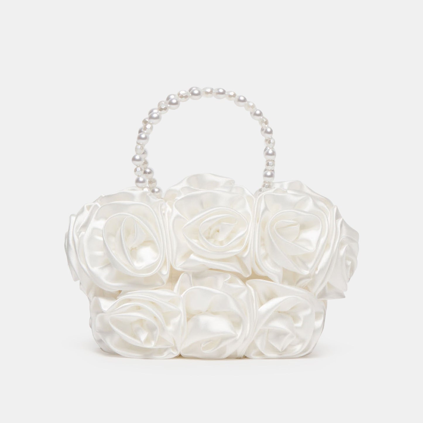 Aubrey White Satin Handbag