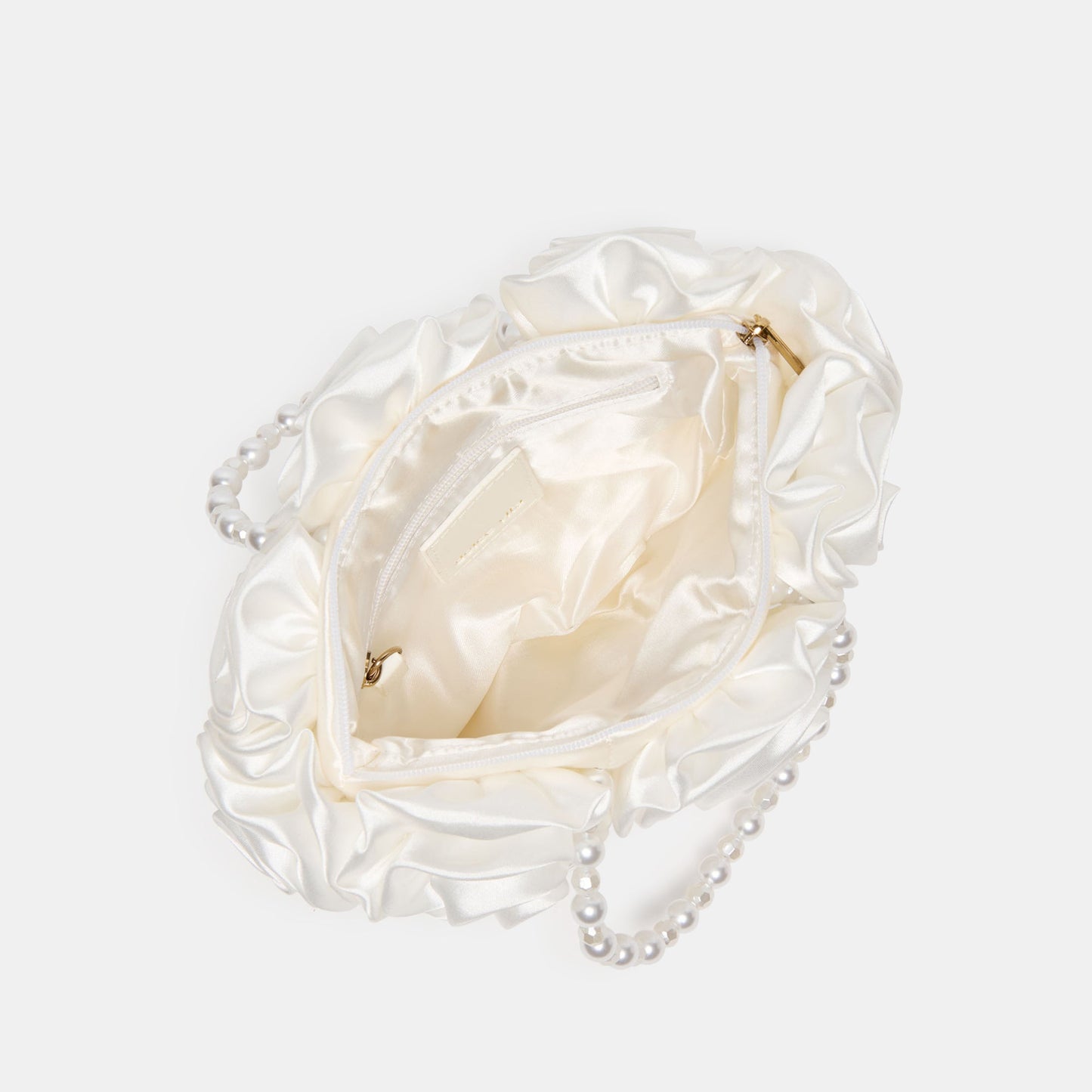 Aubrey White Satin Handbag