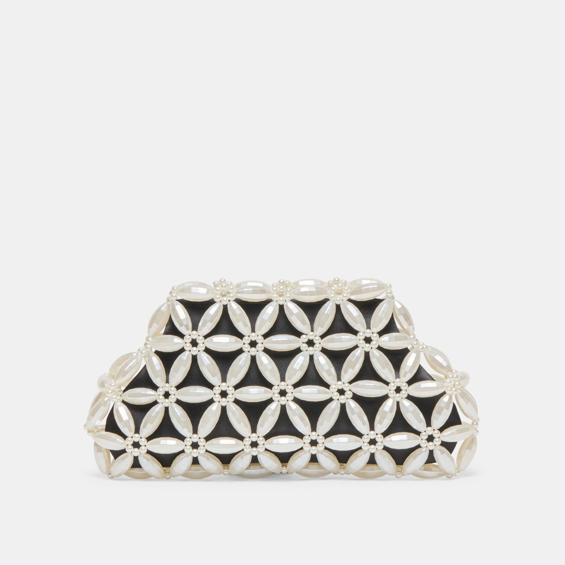 Marlow Black Satin Pearl Clutch
