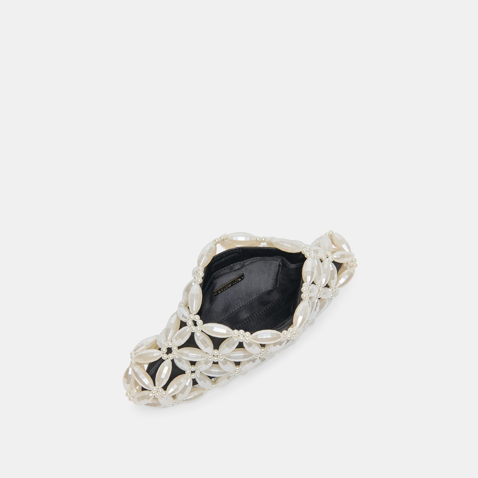 Marlow Black Satin Pearl Clutch