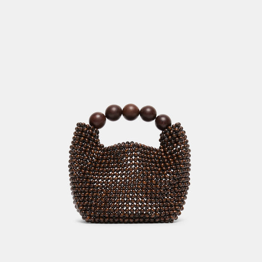 CLOVER Chocolate Wood Beaded Handbag