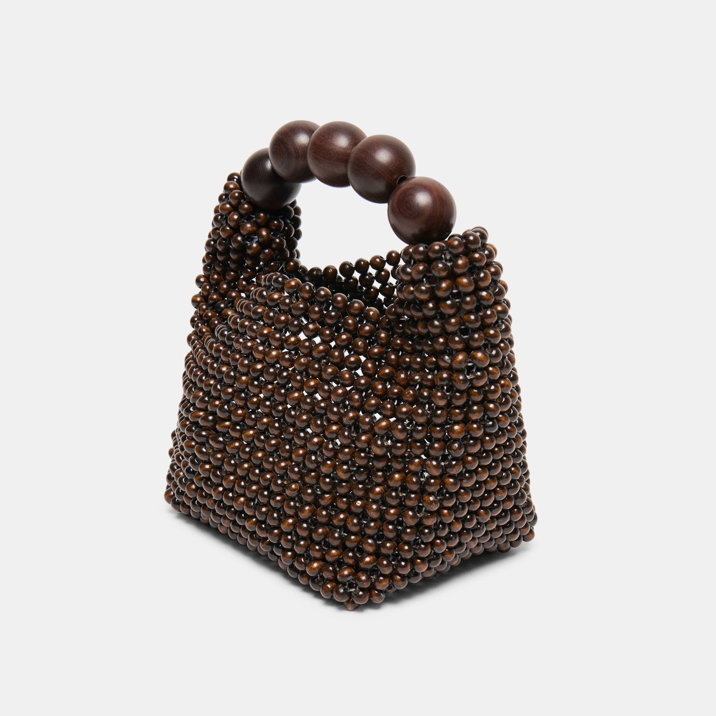 CLOVER Chocolate Wood Beaded Handbag