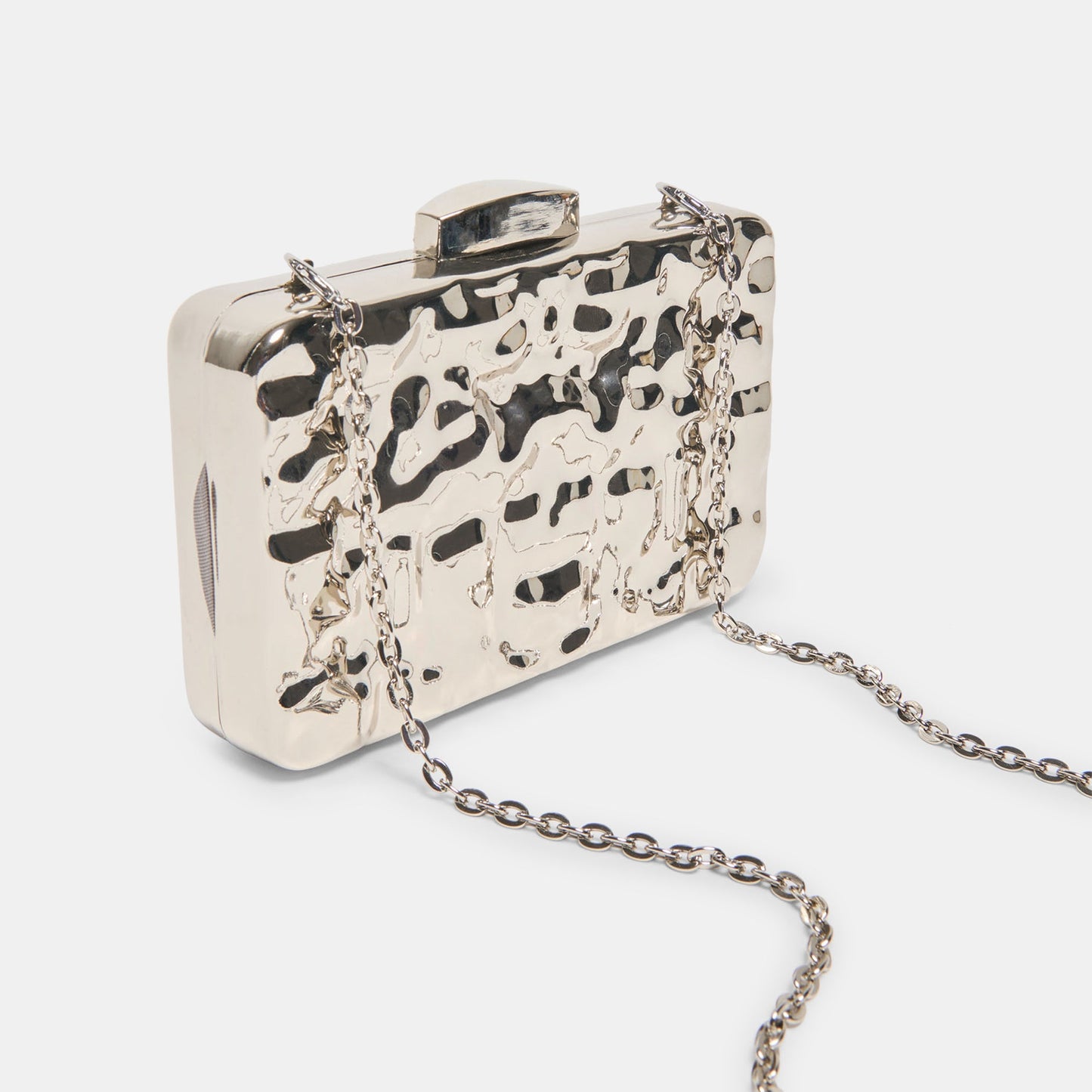Delia Silver Metal Clutch
