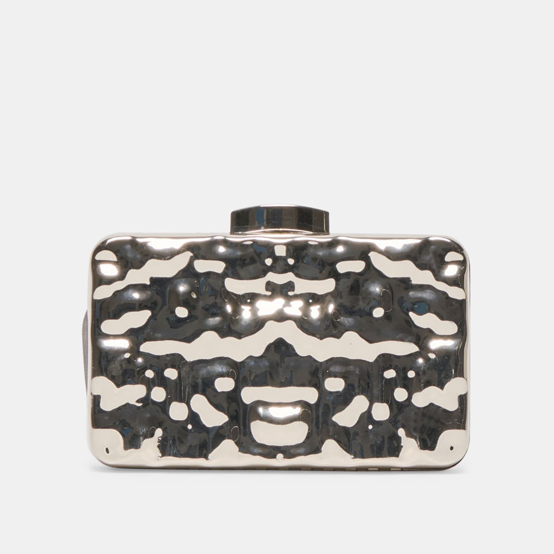 Delia Silver Metal Clutch