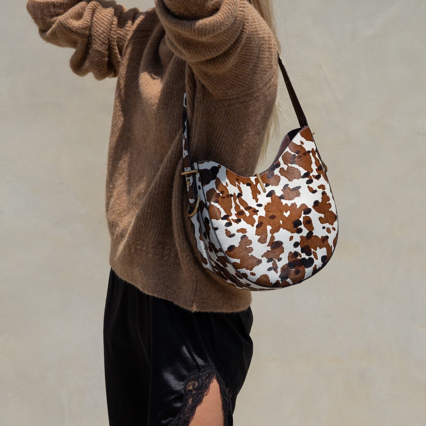 Bree Cocoa Calf Hair Shoulder Bag