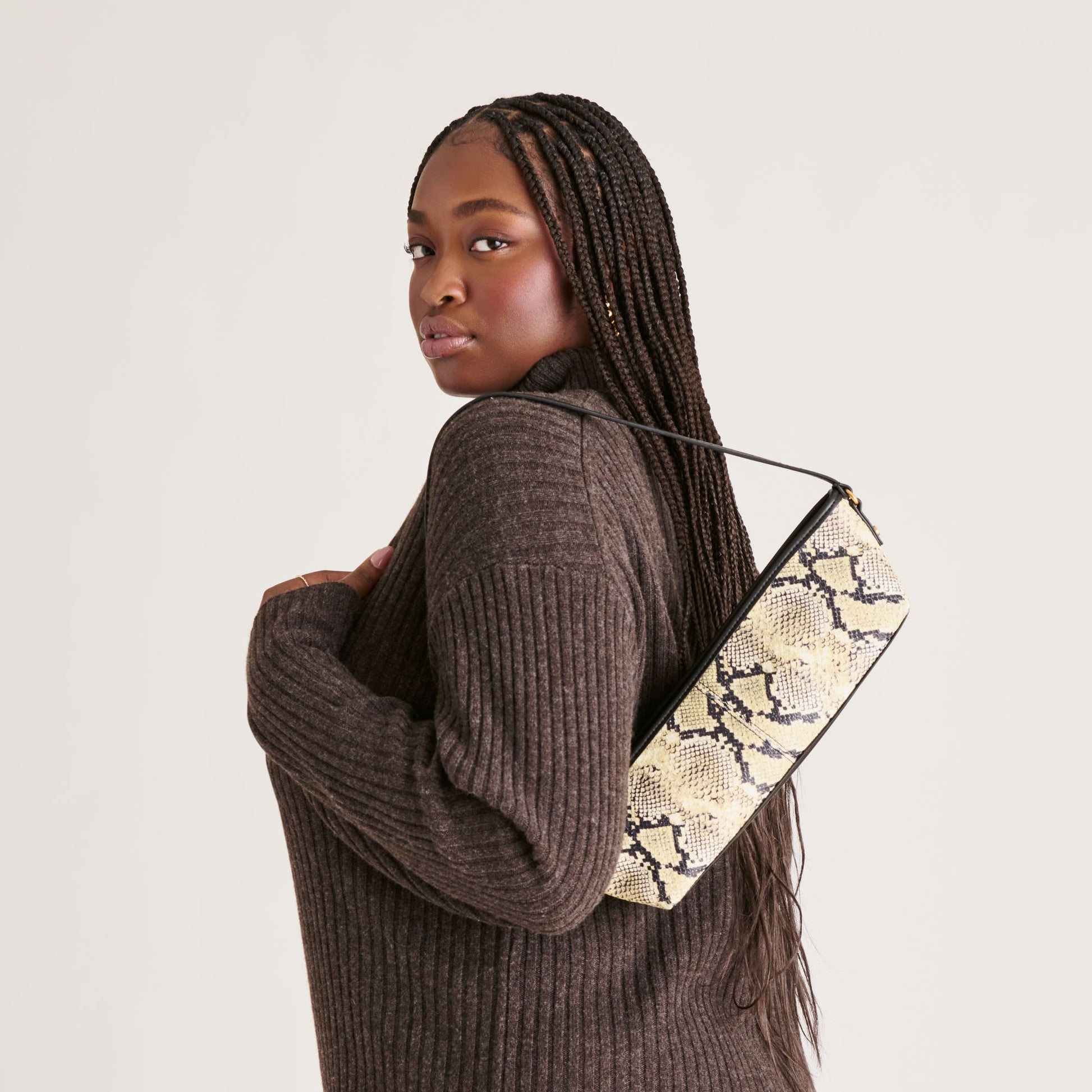 Savaii Black White Snake Stella Shoulder Bag