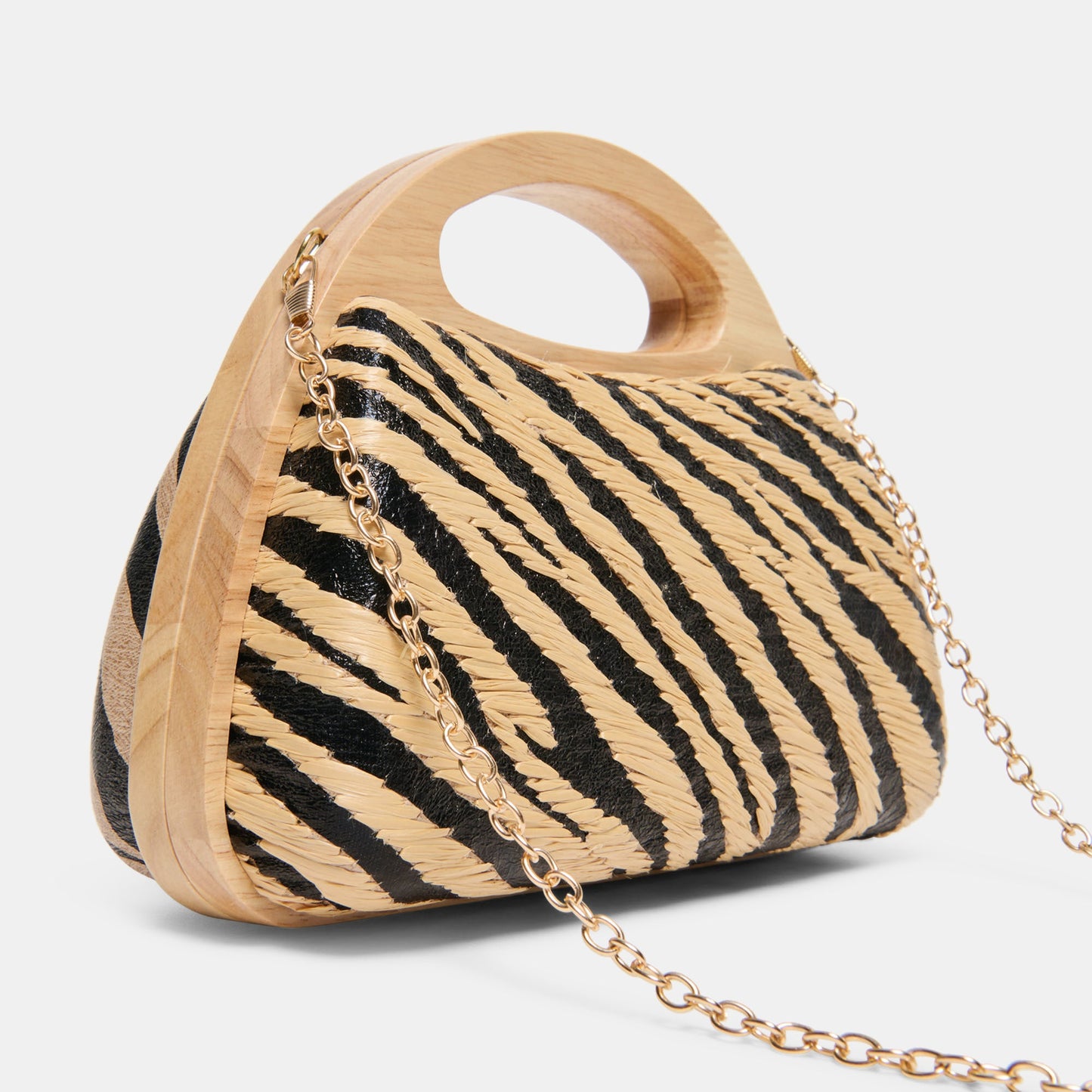 Maelie Black Natural Zebra Raffia Handbag