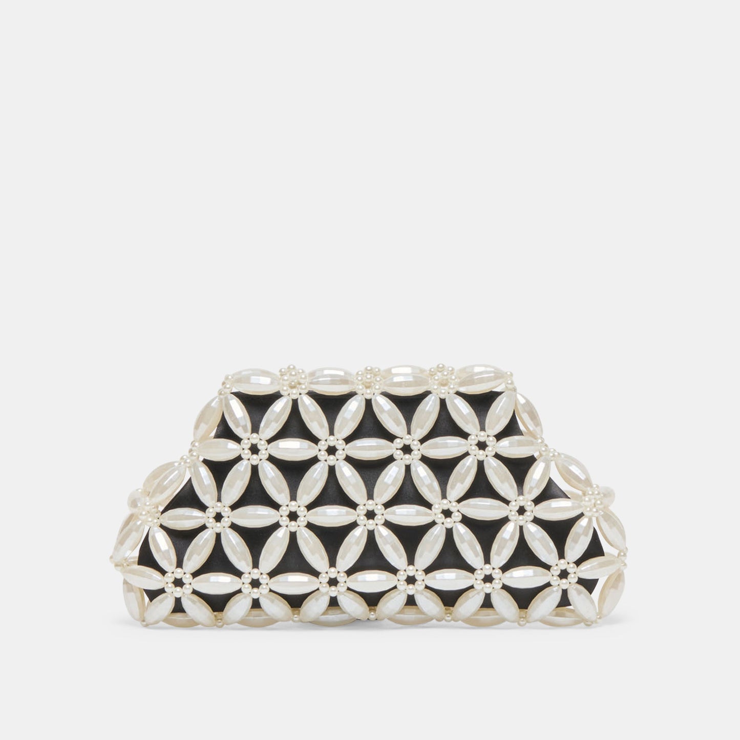 Marlow Black Satin Pearl Clutch