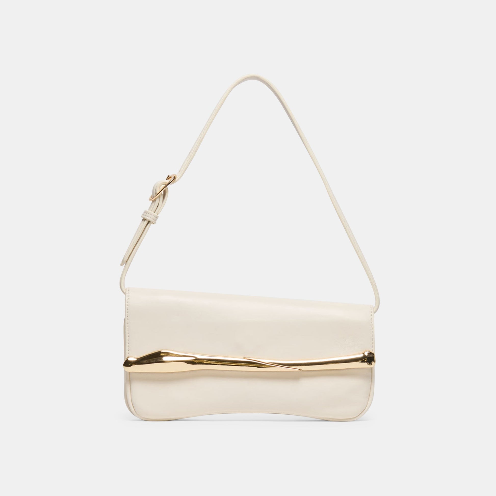 Azura White Leather Shoulder Bag